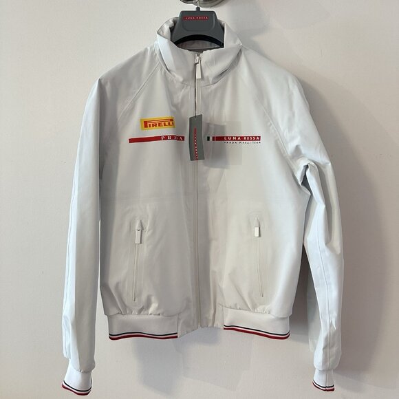 NWT PRADA LUNA Rossa Pirelli Jacket Windbreaker Coat Nylon Sz 42 White - Picture 1 of 8